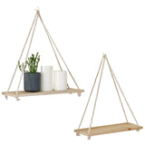 Wooden Rope Swing Wall Hanging Plant Flower Pot Tray Mounted Floating Wall Shelves Nordic Home Decoration Moredn Simple Design