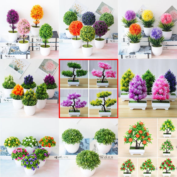 Artificial Plants Bonsai Small Tree Simulation Pot Plants Fake Flowers Table Potted Ornaments Home Decoration Hotel Garden Decor